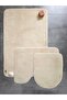Ultrasoft Plain Mink 3-Piece Bathroom Rug Mat Non-Slip Leather Base Machine Washable Toilet Seat Set