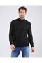 سترة رجالية نصف ياقة مدورة من القطن المحبوك باللون الأسود منسوجة بنمط مميز - 4