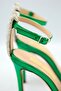 Women's Single Band Stone Detailed Shiny Satin Heeled Shoes