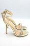 Women's Single Band Stone Detailed Shiny Satin Heeled Shoes - 2