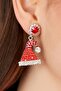 Women's Red New Year Christmas Hat Patterned Zircon Stone New Year Celebration Party Earring Model