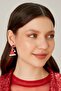 Women's Red New Year Christmas Hat Patterned Zircon Stone New Year Celebration Party Earring Model - 5