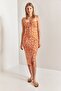 Women's Orange Rope Strap Daisy Patterned Camisole Dress 40851012 - 3