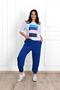 Women's Large Size Print Detailed Tracksuit Set 3695-23 - 5
