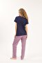 Navy Blue Viscose 2-Piece Women's Pajama Set - 3
