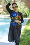 Women's Paint Pattern Full Covered Hijab Swimsuit Long Set of 2 035 - 2