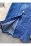 Women's Back Low-cut Collar Belted Denim Dress - 4