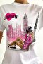 Women's White Crew Neck Sequin Detailed T-Shirt - 3