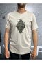 Men's Printed T-shirt Basic O Dirty Collar Wy25735 - Stone