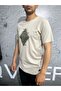 Men's Printed T-shirt Basic O Dirty Collar Wy25735 - Stone - 2