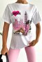 Women's White Crew Neck Sequin Detailed T-Shirt - 4
