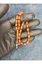 Crimped Moire Amber Prayer Beads - Capsule Design - 2