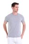 Gray Regular Fit Plain 100% Cotton V-Neck T-Shirt - 3