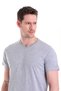 Gray Regular Fit Plain 100% Cotton V-Neck T-Shirt - 5