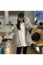 Gray Melange Oversize Zippered (UNİSEX) Hooded Sweatshirt - 2