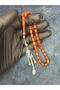 Crimped Moire Amber Prayer Beads - Capsule Design