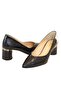 Navy Blue Leather Women's Low Heel Shoes - 3