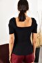 Women's Black Square Collar Camisole Blouse BLZ-19001383 - 4