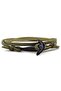 Men's Black Metal Anchor Original Khaki Green Leather Bracelet BT450
