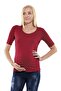 Claret Red Striped Maternity Turquoise Sleeve Blouse Bm288 - 2