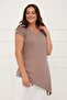 Women's Side Slit Fat Wash Tunic Light Brown-Bb PRA-236309-003283 - 2