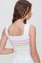 Women's White Striped Square Collar Striped Knitwear Blouse ALC-7122 - 4