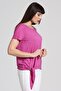 Women's Side Tie T-Shirt-Pink PRA-236843-771560 - 2