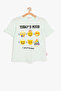 Green Girl's Emoji Text Printed T-Shirt - 4