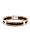 Men's Black Cream Three Row Metal Clip Bracelet BT390