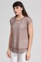 Women's Skirt Hem Chiffon Oil Washed T-Shirt-Light Brown Pra-236849-326973 - 3