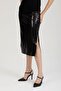 Sequined Single Side Slit Regular Waist Long Skirt - 6