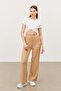 Women's Biscuit Waist Elasticated Double Pocket Wide Leg Wrinkled Trousers