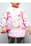 Pink Swan Patterned Baby Bib with Pockets and Sleeves
