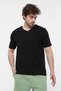 Men's V-Neck Short Sleeve Regular Fit Basic T-Shirt Black - 2