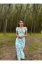 Women's Floral Patterned Midi Length Slit Lined Dress - 5