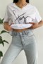 Women's White V-Neck Beaded Embroidered Cotton T-Shirt - 5