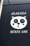 There is a Baby in the Car Cute White Auto Glass Sticker with Animal Figure Warning Lettering