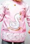 Pink Swan Patterned Baby Bib with Pockets and Sleeves - 2