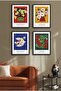 4 Piece Framed Painting Set? Flower Design 18X23 cm 30X40 cm Black and White Wooden Frame? D-036