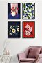 4 Piece Framed Painting Set? Flower Design 18X23 cm 30X40 cm Black and White Wooden Frame? D-028
