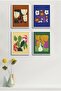 4 Piece Framed Painting Set? Flower Design 18X23 cm 30X40 cm Black and White Wooden Frame? D-030