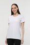 Women's V-Neck Short Sleeve Back Long Regular Fit Basic T-Shirt White - 2