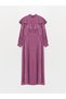 High Collar Straight Long Sleeve Satin Women's Dress