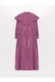 High Collar Straight Long Sleeve Satin Women's Dress - 2