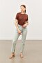Women's Bitter Brown Crew Neck Short Sleeve Blouse - 4