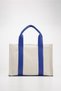 Women's Leather Handle Canvas Tote Bag - 3