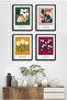 4 Piece Framed Painting Set? Flower Design 18X23 cm 30X40 cm Black and White Wooden Frame? D-034