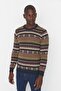 Claret Red Slim Fit Woolen Crew Neck Jacquard Sweater Tmnaw21Kz0377 - 2