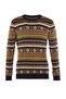 Claret Red Slim Fit Woolen Crew Neck Jacquard Sweater Tmnaw21Kz0377 - 6