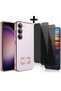 Samsung Galaxy S23 Case Camera Protected Logo Transparent Back Edges Colorful Cover + Ghost Glass Set